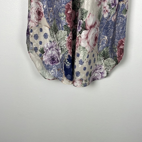 Maryann's 2 piece gown women vintage size medium floral satin 2 pockets belt - Picture 11 of 13